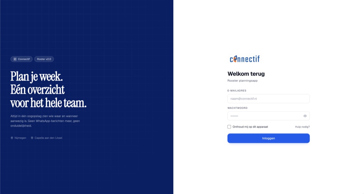 Dash Connectif scheduling app interface